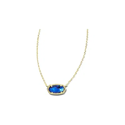 Kendra Scott Elisa Birthstone Necklace Gold Navy Abalone In Gray