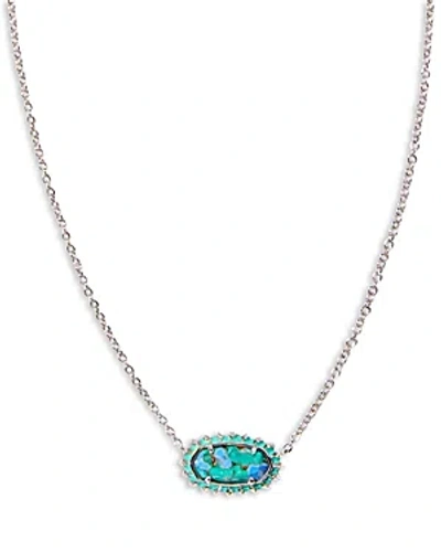 Kendra Scott Elisa Color Burst Adjustable Pendant Necklace, 19 In Silver Bronze Veined Aqua Magnesite