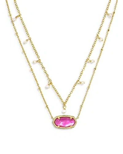 Kendra Scott Elisa Cultured Pearl Multi Strand Necklace In 14k Gold Plated, 20 In Pink