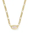 Kendra Scott Elisa Mother-of-pearl Figaro Chain Pendant Necklace In Gold