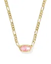 Kendra Scott Elisa Mother-of-pearl Figaro Chain Pendant Necklace In Gold