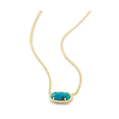 Kendra Scott Elisa Gold Pendant Necklace - Bronze Veined Turquoise - In Blue