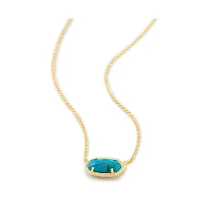 Kendra Scott Elisa Gold Pendant Necklace - Bronze Veined Turquoise - In Blue
