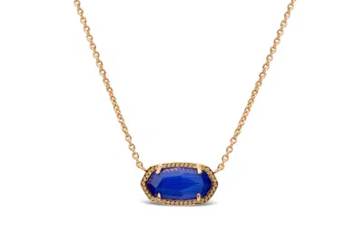 Kendra Scott Elisa Gold Pendant Necklace In Cobalt Cats Eye