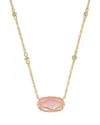 Kendra Scott 14k Gold-plated Lattice-framed Mother-of-pearl 19" Adjustable Pendant Necklace In Pink/gold