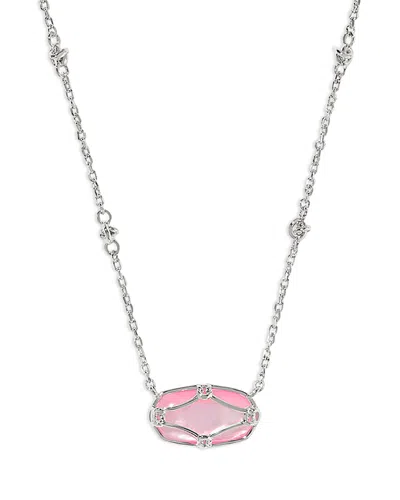 Kendra Scott Elisa Lattice Framed Mother Of Pearl Pendant Necklace In 14k Gold Plated, 19 In Pink/silver