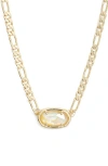 Kendra Scott Elisa Mother-of-pearl Figaro Chain Pendant Necklace In Gold
