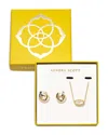 Kendra Scott Elisa Mother Of Pearl Pendant Necklace & Polished Huggie Hoop Earrings, Set Of 2 In Gold
