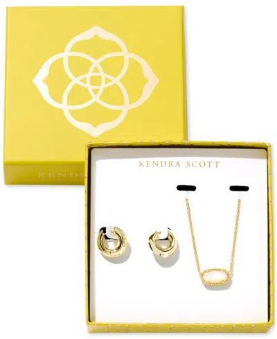 Kendra Scott Elisa Pendant Necklace And Mikki Huggie Earrings Gift Set In Med Brown