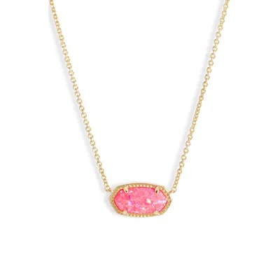 Kendra Scott Elisa Pendant Necklace In Gold Bright Pink Kyocera Opal