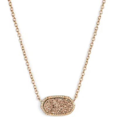 Kendra Scott Elisa Pendant Necklace In Rose Drusy/rose Gold