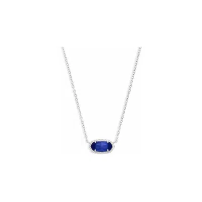 Kendra Scott Elisa Short Pendant Necklace - Silver Cobalt Cats Eye