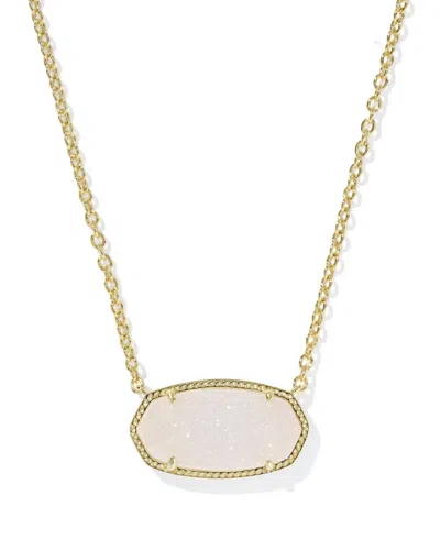 Kendra Scott Elisa Statement Short Pendant Necklace In Gold Iridescent Drusy In Burgundy