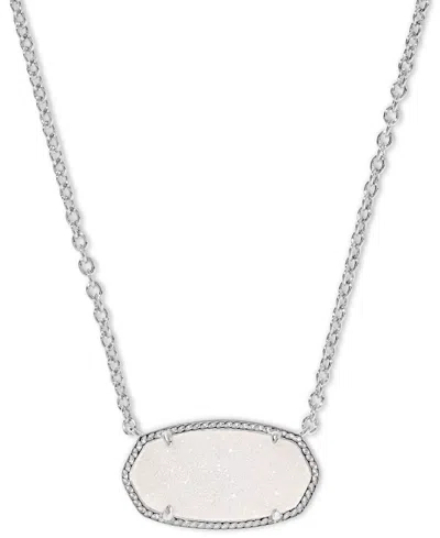 Kendra Scott Elisa Statement Silver Short Pendant Necklace Rhodium Over Brass