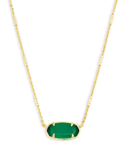 Kendra Scott Elisa Stone Adjustable Pendant Necklace In 14k Gold Plated, 19 In Gold/green