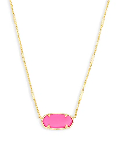 Kendra Scott Elisa Stone Adjustable Pendant Necklace In 14k Gold Plated, 19 In Gold/pink