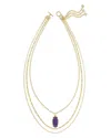 Kendra Scott Elle Bamboo Frame Gemstone Pendant Convertible Layered Necklace, 27.5-30.5 In Gold/purple