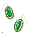 Kendra Scott Elle Crystal Frame Drop Earrings In Kelly Green Illusion In Multi