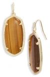Kendra Scott Elle Filigree Drop Earrings In Brown Tigers Eye/gold