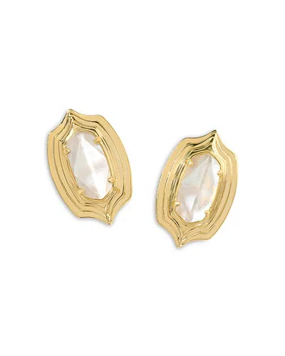 Kendra Scott Ellie Stepped Frame Mother Of Pearl Stud Earrings In Gold