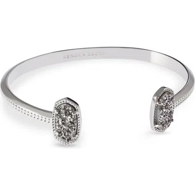 Kendra Scott Elton Silver Cuff Bracelet In Platinum Drusy In Metallic