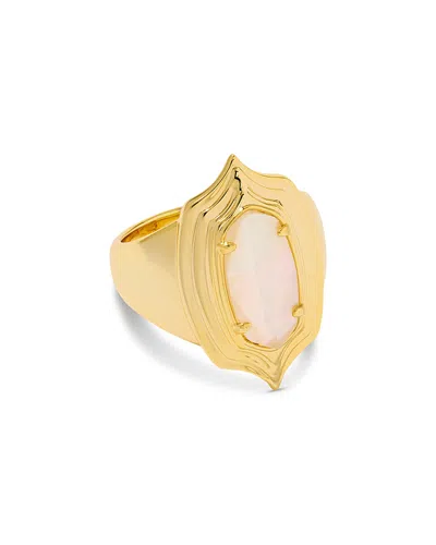 Kendra Scott Elyse Stepped Frame Cocktail Ring In Gold Ivory