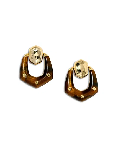 Kendra Scott Embry Open Frame Drop Earrings In Gold Dark Brown
