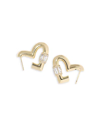 Kendra Scott Emery Crystal Heart Hoop Earrings In Gold