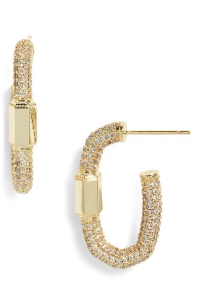 Kendra Scott Emery Hoop Earrings In Gold White Crystal