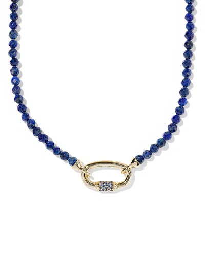 Kendra Scott Emery Pave Link Stone Beaded Strand Necklace, 17 In Blue