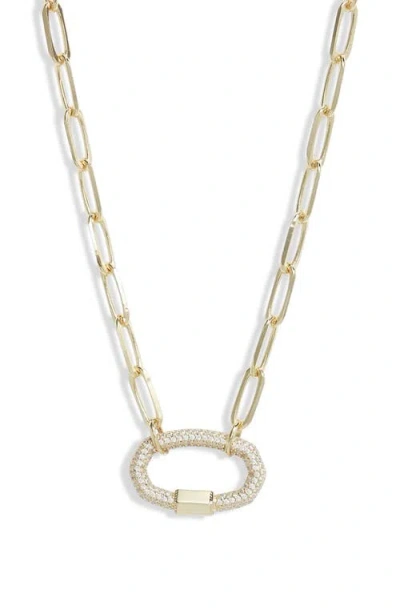 Kendra Scott Emery Pendant Link Necklace In Gold White Crystal