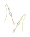 Kendra Scott Eve 14k Plated Mother Of Pearl Cz Linear Earring In Gold