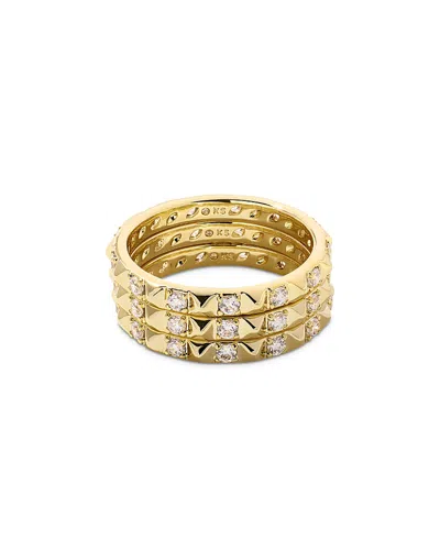 Kendra Scott Fate Crystal & Spike Stack Rings, Set Of 3 In Gold