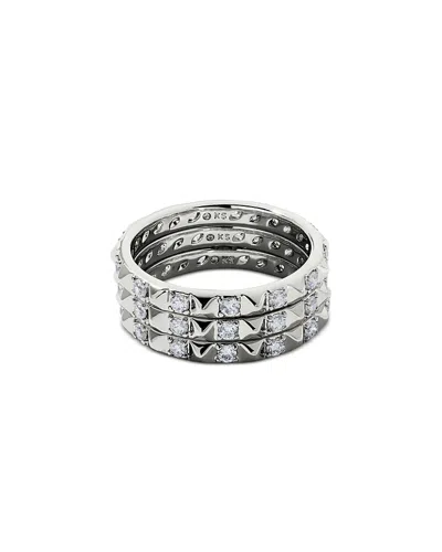 Kendra Scott Fate Crystal & Spike Stack Rings, Set Of 3 In Silver