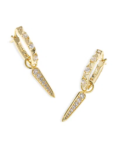 Kendra Scott Fate Crystal Spike Charm Huggie Hoop Earrings In Green