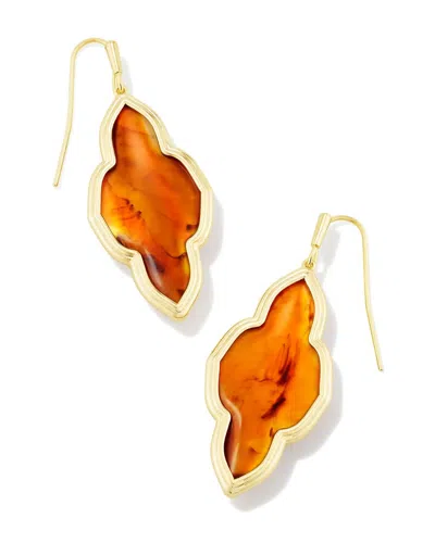 Kendra Scott Framed Abbie Drop Earrings In Gold Marble Amber Illusion In Orange