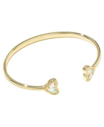 Kendra Scott Framed Ari Dichroic Glass Heart Cuff Bracelet In Gold