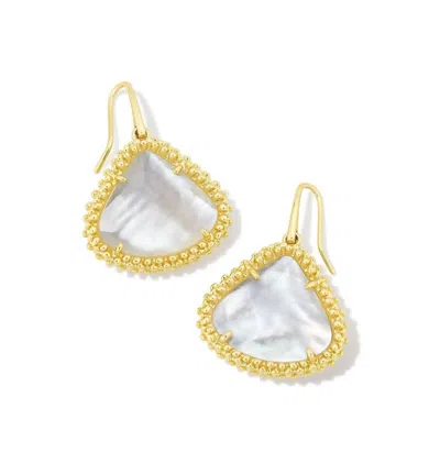 Kendra Scott Framed Kendall Large Drop Earrings In Ivory Mother Of Pearl In Silver