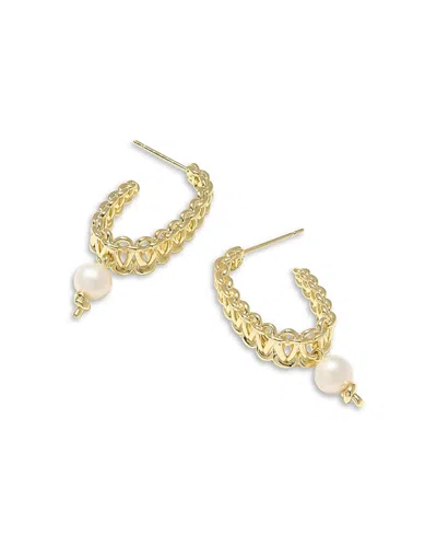 Kendra Scott Gabriella Pearl Hoop Earrings In Gold