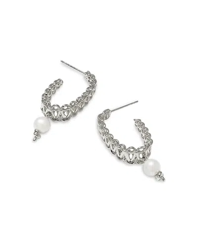 Kendra Scott Gabriella Pearl Hoop Earrings In Metallic