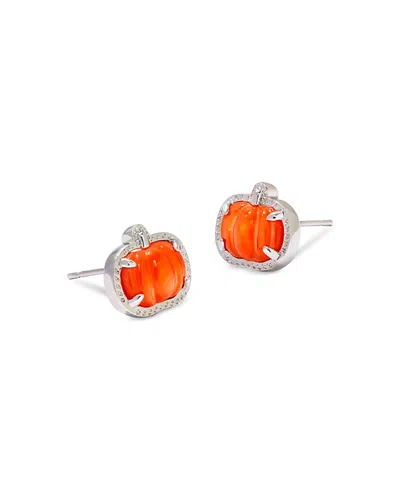 Kendra Scott Gemstone Pumpkin Stud Earrings In Silver