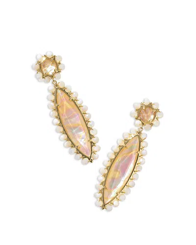 Kendra Scott Genevieve Iridescent Abalone Beaded Statement Earrings In Gold