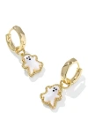 Kendra Scott Imitation Pearl Ghost Huggie Earrings In Gold