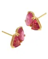 Kendra Scott Gold Plated Glass-stone Stud Earrings In Pink