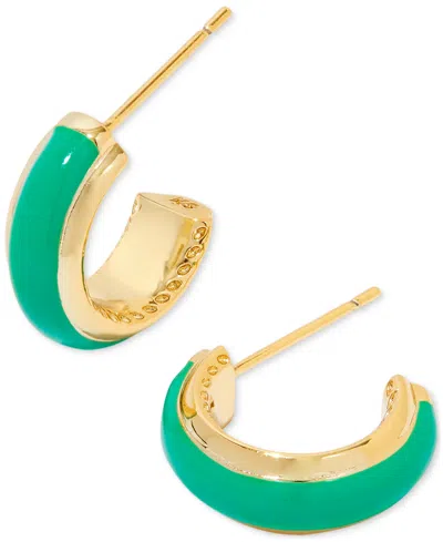 Kendra Scott Women's Ainsley Huggie Earrings In Gold/green Enamel In Gold Green