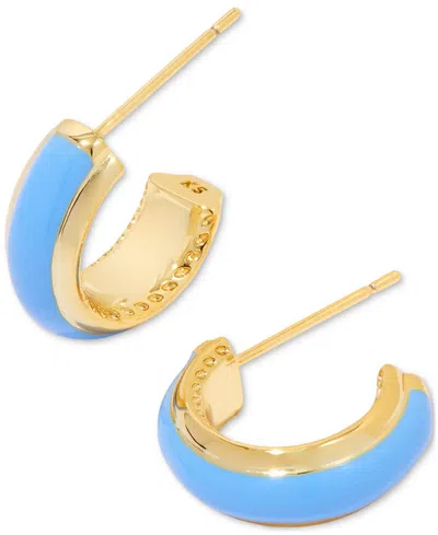 Kendra Scott Women's Ainsley Huggie Earrings In Gold/light Blue Enamel In Gold Light