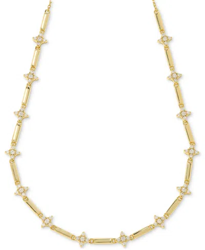 Kendra Scott Gold-tone Crystal Bar Statement Necklace, 18" + 5" Extender In Gold White