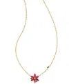 Kendra Scott Gold-tone Cubic Zirconia & Nana Gem Poinsettia Adjustable 17-1/3" Pendant Necklace In Gold Red M