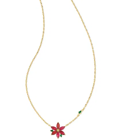 KENDRA SCOTT POINSETTIA ADJUSTABLE PENDANT NECKLACE IN 14K GOLD PLATED, 17.3 