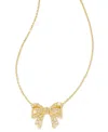 Kendra Scott Krista Cubic Zirconia & Cultured Freshwater Pearl Bow Adjustable Pendant Necklace In Gold Tone, 19 In Gold White